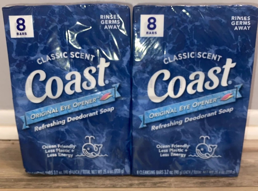 Coast Deodorant Bath Soap Bars 3.2 oz Bars Classic Scent Pacific Force 16-pack