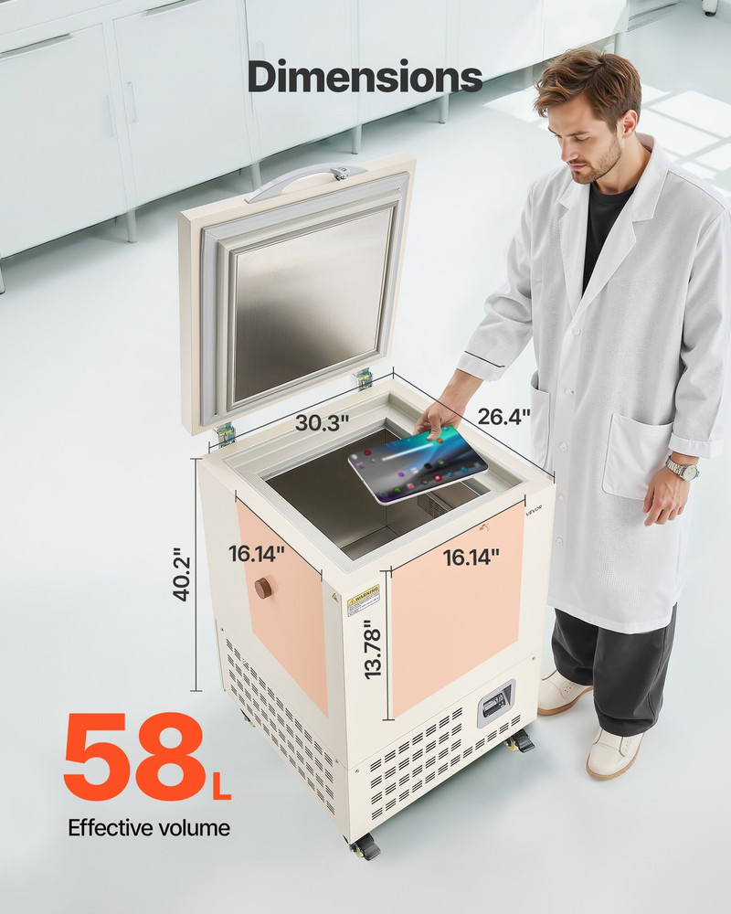 Ultra Low Temperature Freezer Lab Freezer 58 L Adjustable Temp