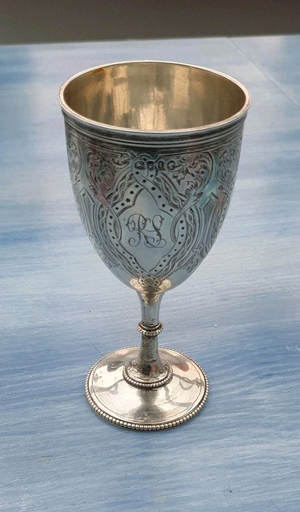 SOLID SILVER WINE GOBLET CUP 117.9gm BIRMINGHAM 1910
