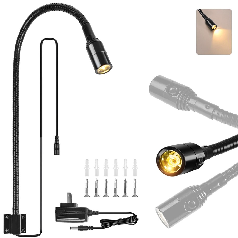 BiNFU Reading LED Light for Bedside Bedroom Wall Mount Adjustable Gooseneck B...