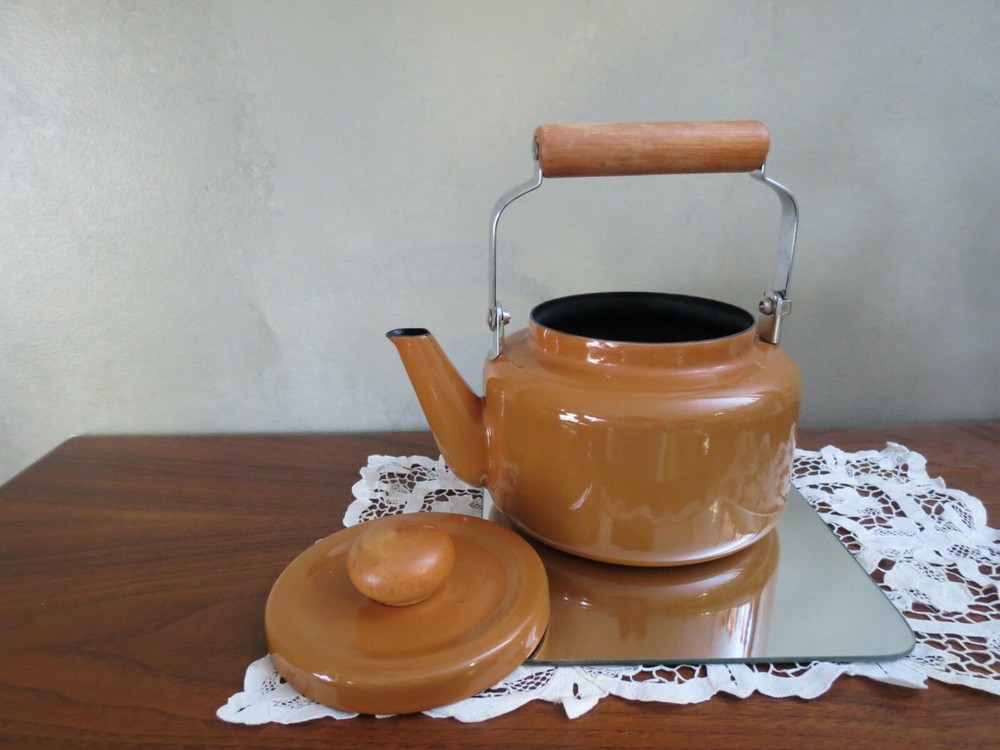 Vintage Gold/Light Brown Enameled Teapot