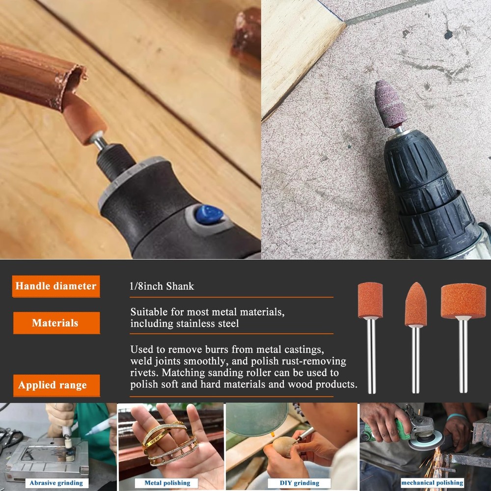 Sunxeke Sanding Drum Set for Dremel Rotary Drum+Sanding Bits