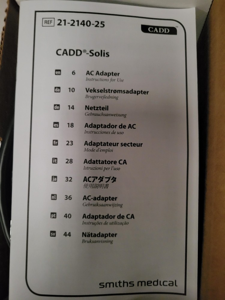 CADD Solis Table Top AC Adapter 21-2140-25