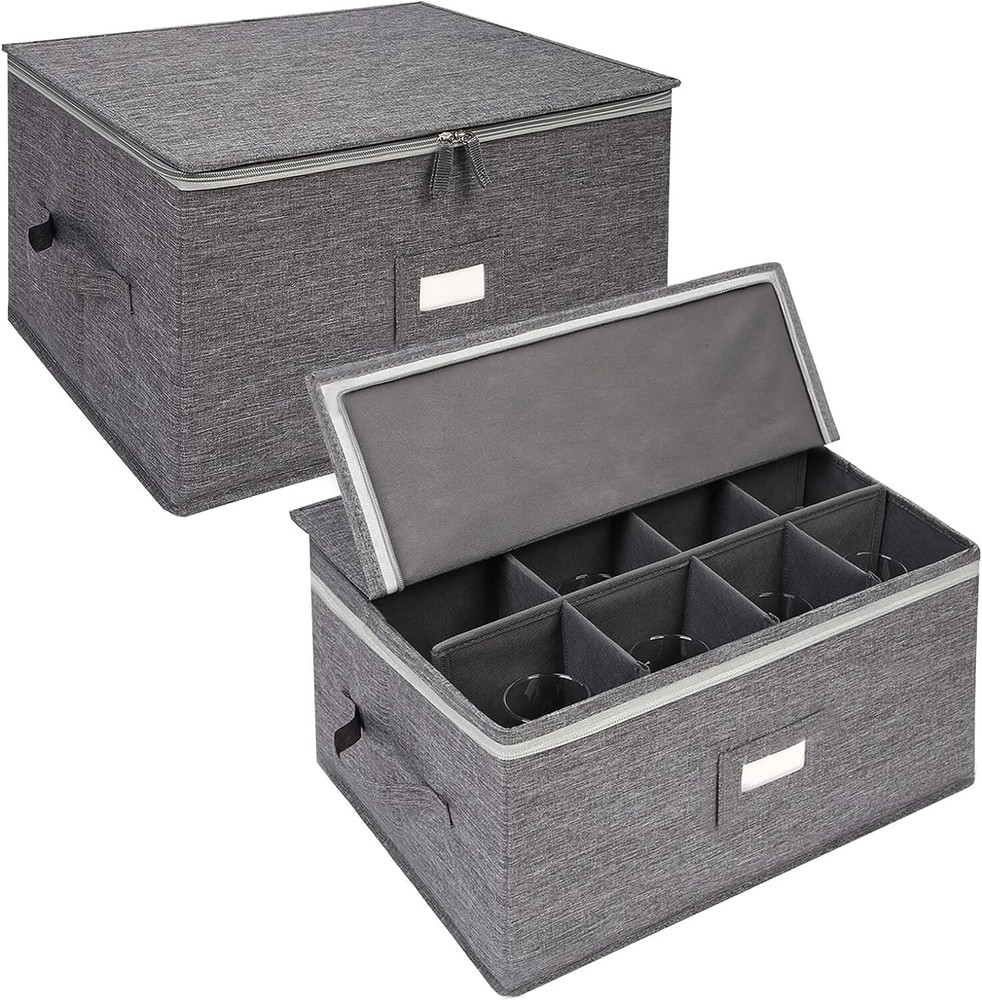 Heavy-Duty Stemware Storage Cases - Protects Glassware, Stackable - Holds 12
