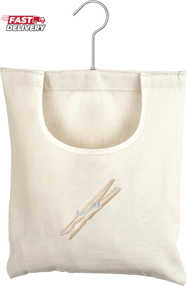 Whitmor Canvas Clothespin Bag Hanging Storage Organizer