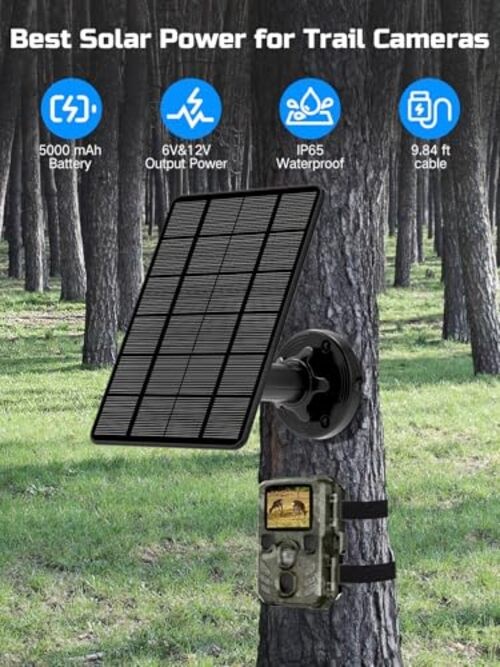Trail Camera Solar Panel, High Solar Conversion Rate for Trail Camera -