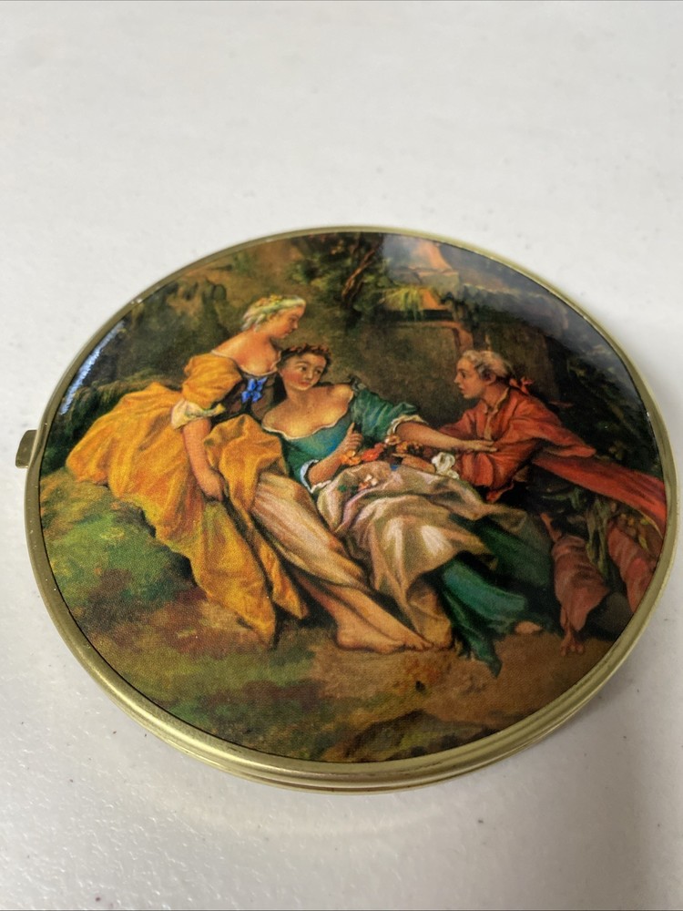 Vintage compact double mirror • Victorian style artwork