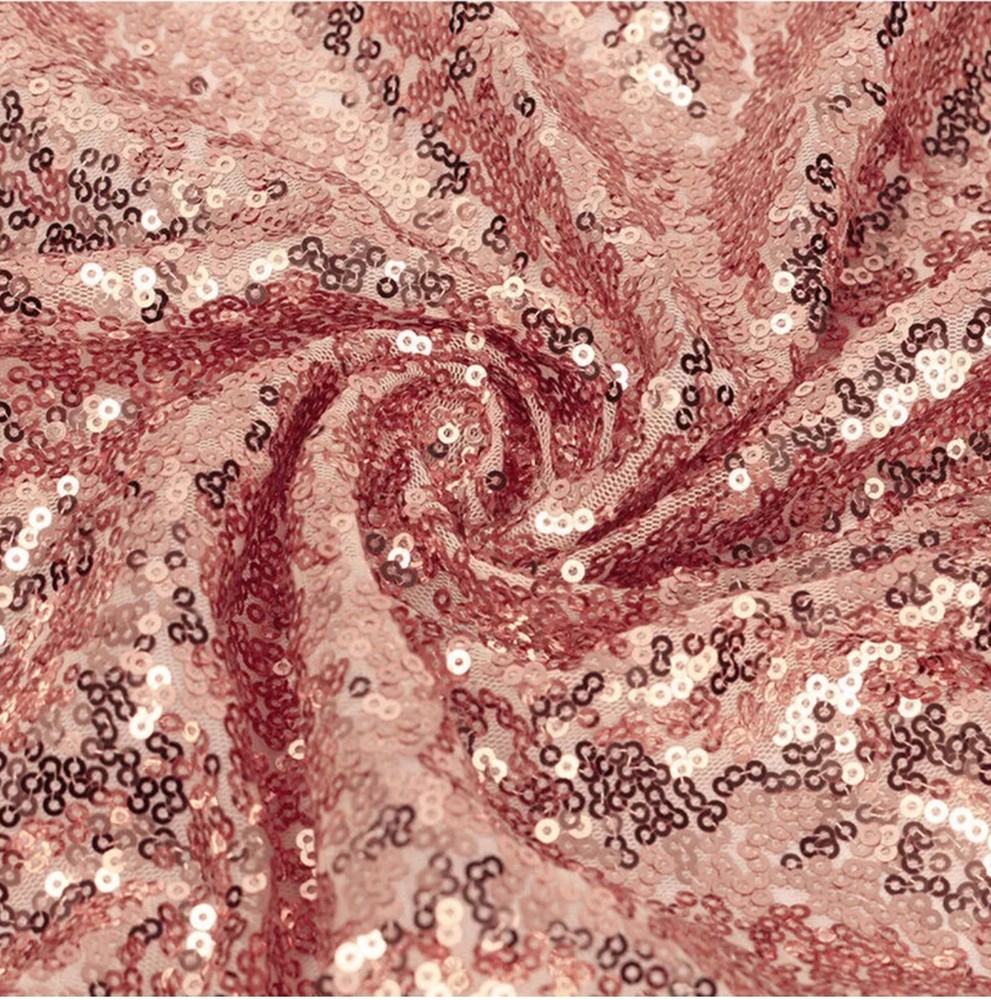 Round Sequin Tablecloth 132" Rose Gold