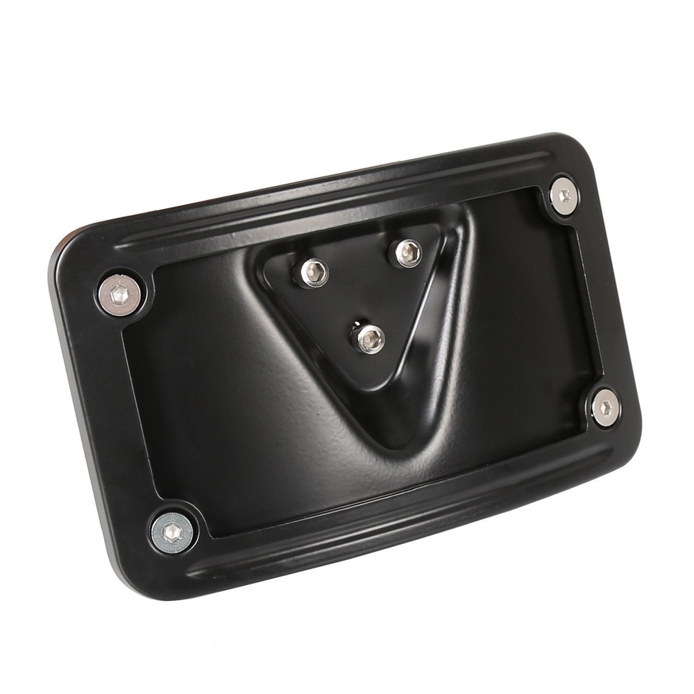 3 Hole Curved Laydown License Plate Mount Bracket w/ Frame For Harley
