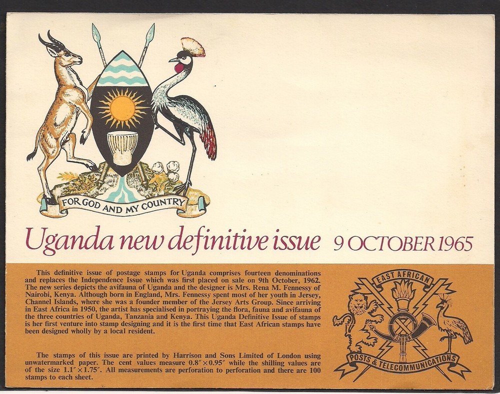Uganda 1965 definitive folder presentation pack birds 2 scans