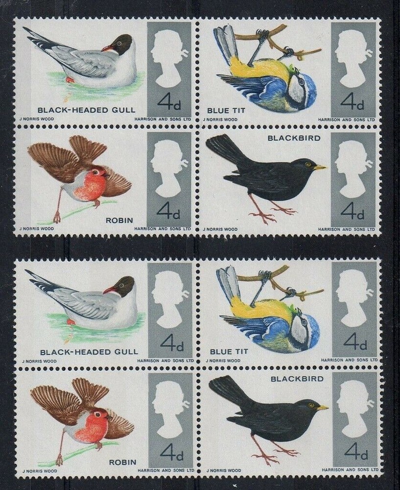 1966 BIRDS BOTH ORDINARY & PHOSPHOR BLOCKS 4 SUPERB UNMOUNTED MINT POSTFREE UK