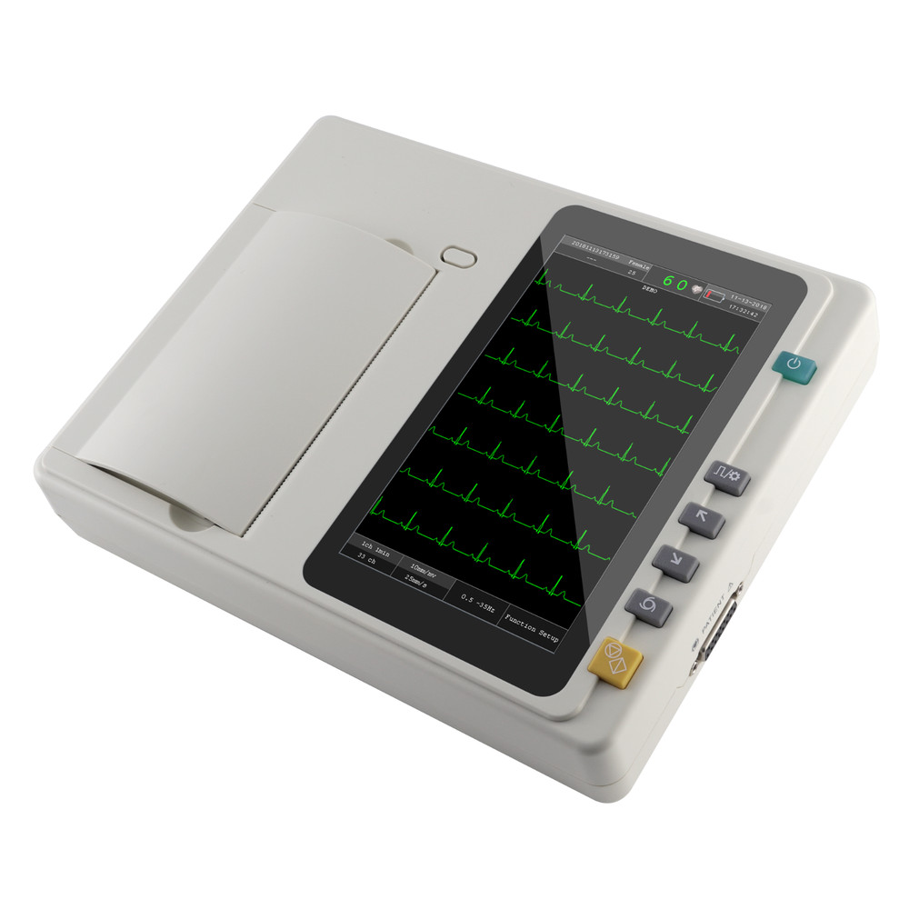 7-inch touchscreen ECG machine, 3-channel, 12-lead, with PC software