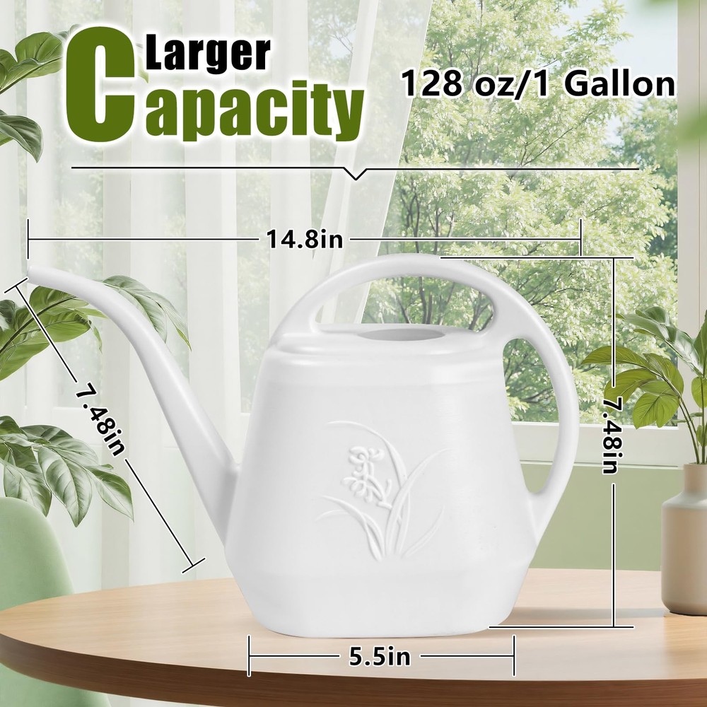 Plastic Watering Can - White Color - 1 Gallon
