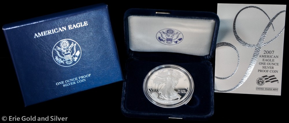 2007-W $1 US Mint Proof American Silver Eagle w/ Box & COA