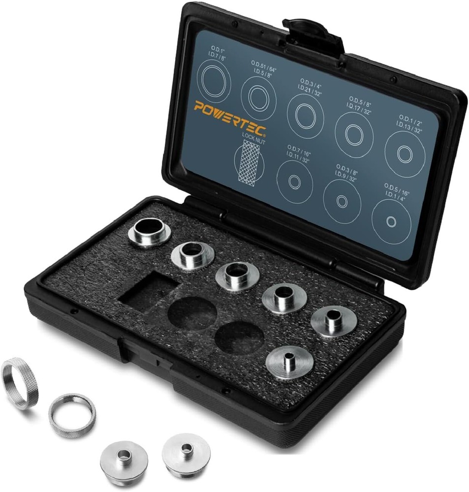 10-Piece Router Template Bushing Guide Set w/Storage Case. Fits Porter Cable ...