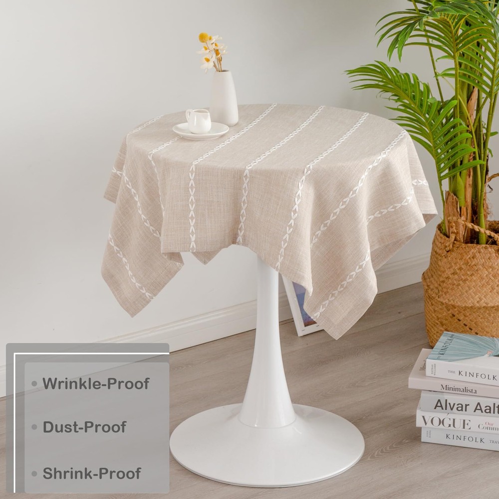 YZKITM Rustic Square Linen Small Tablecloth Washable Wrinkle Resistant Stripe...