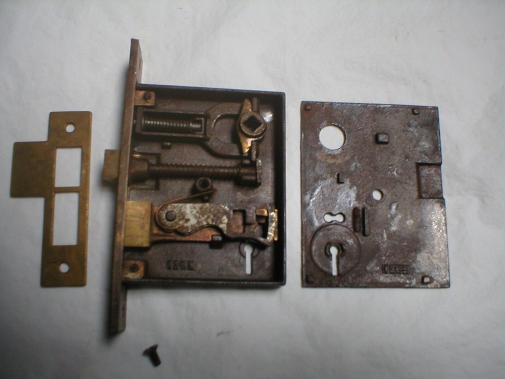 Antique Corbin Mortise Lock and Striker Plate