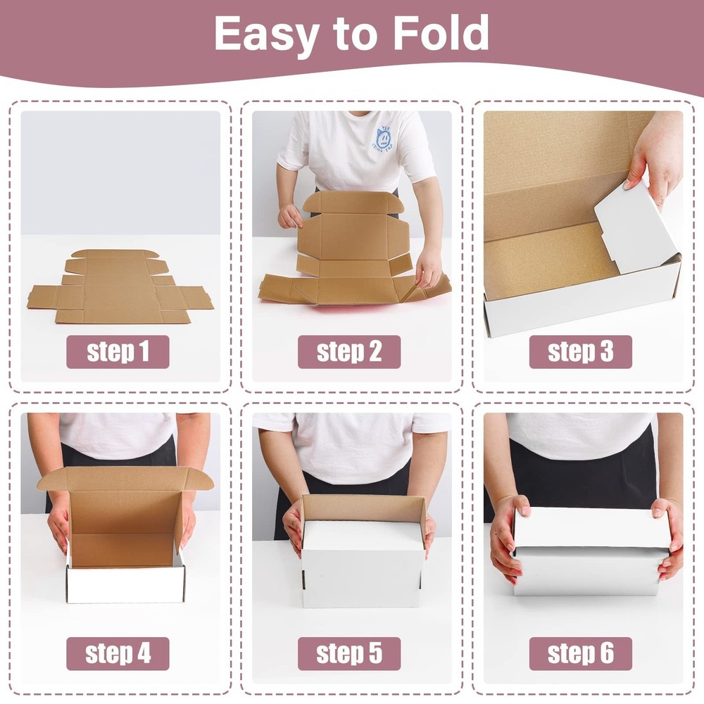 30 Pack 8x6x3 inches White Shipping Boxes, Corrugated Mailer Boxes, Packaging...