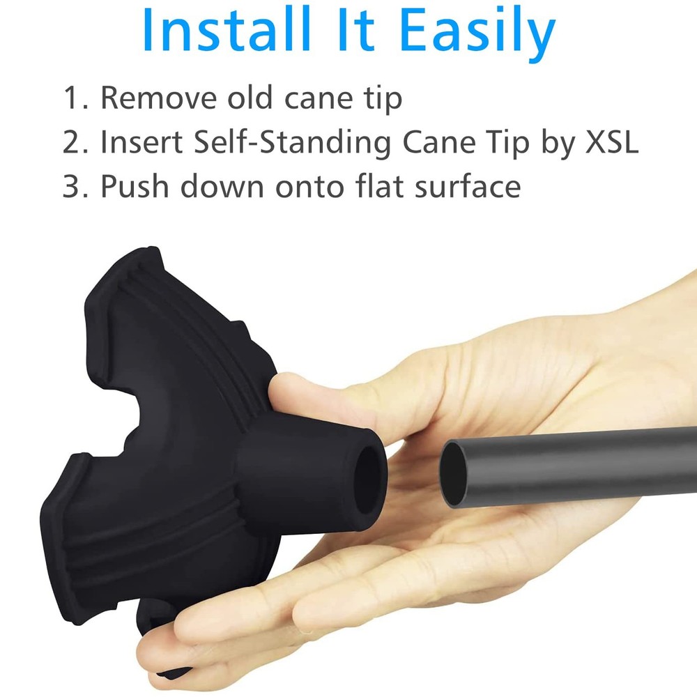 XSL Cane Tips - 1 Inch Heavy Duty Rubbers Self Standing Quad Base Replacement...
