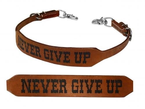 Showman "NEVER GIVE UP" Branded Leather Wither Strap