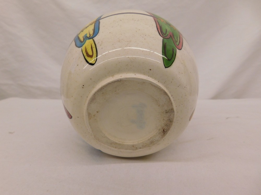 SRT POTTERY VASE PARROTS CUTE MULTI-COLOR HAND PAINTED GLAZED