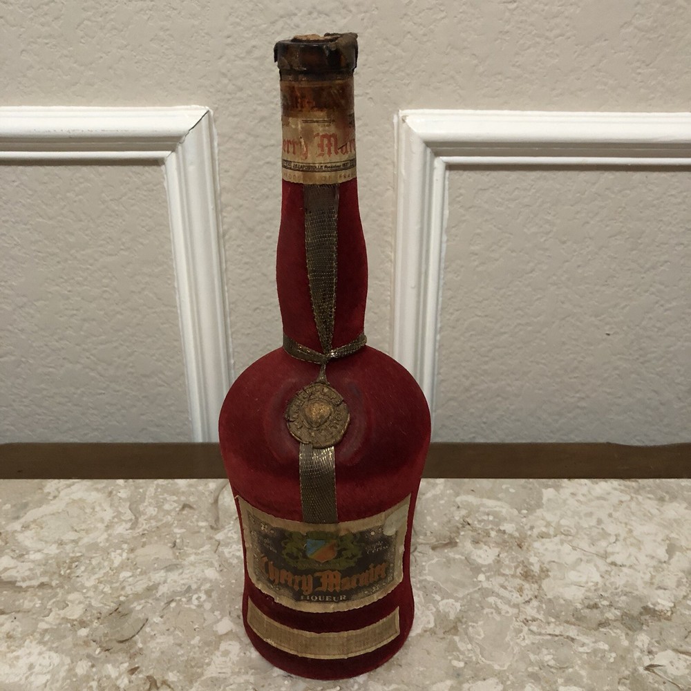 VINTAGE CHERRY MARNIER RED VELVET EMPTY BOTTLE