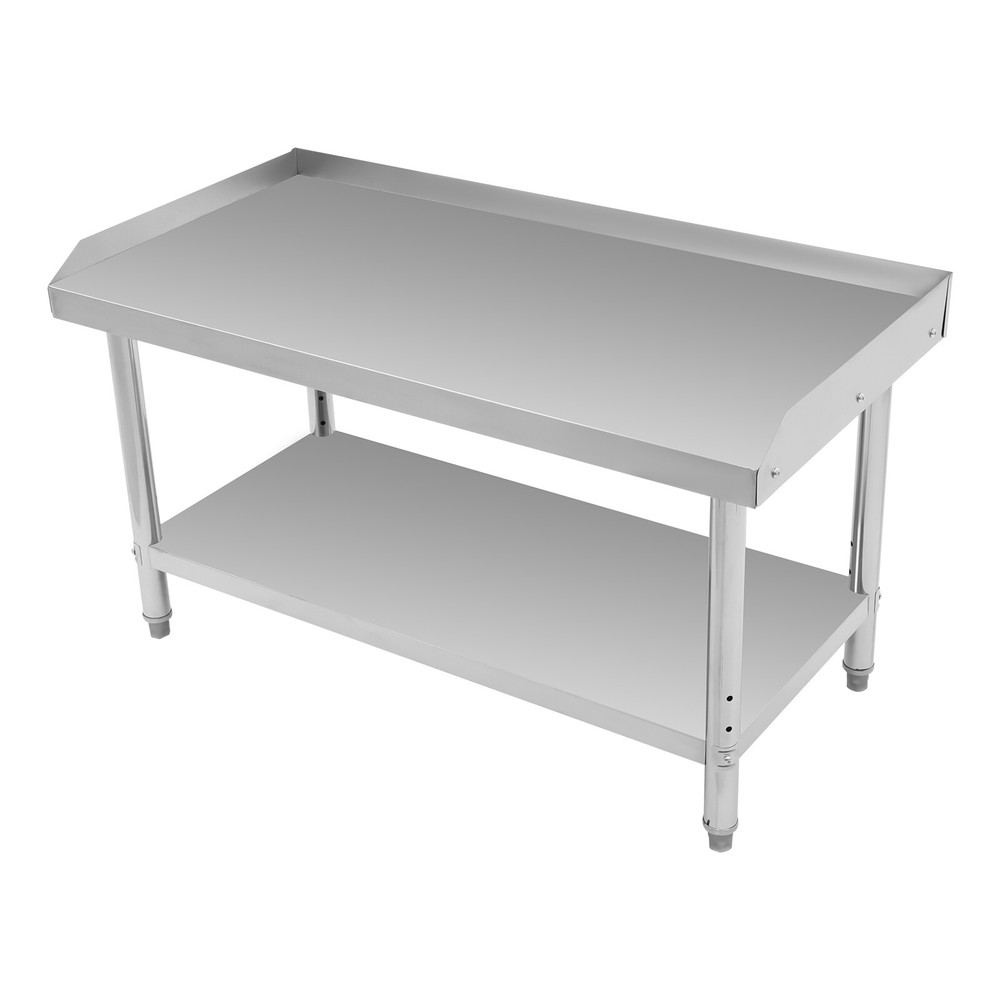 48*24*35-36" Adjustable Commercial Work Table With Backsplash Silver Work Table