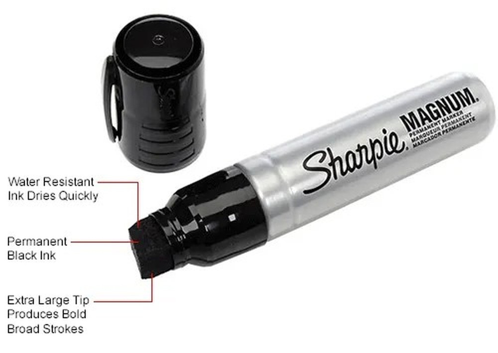 Sharpie? Magnum Permanent Marker, Extra Large Chisel, Black Ink - Pkg Qty 12