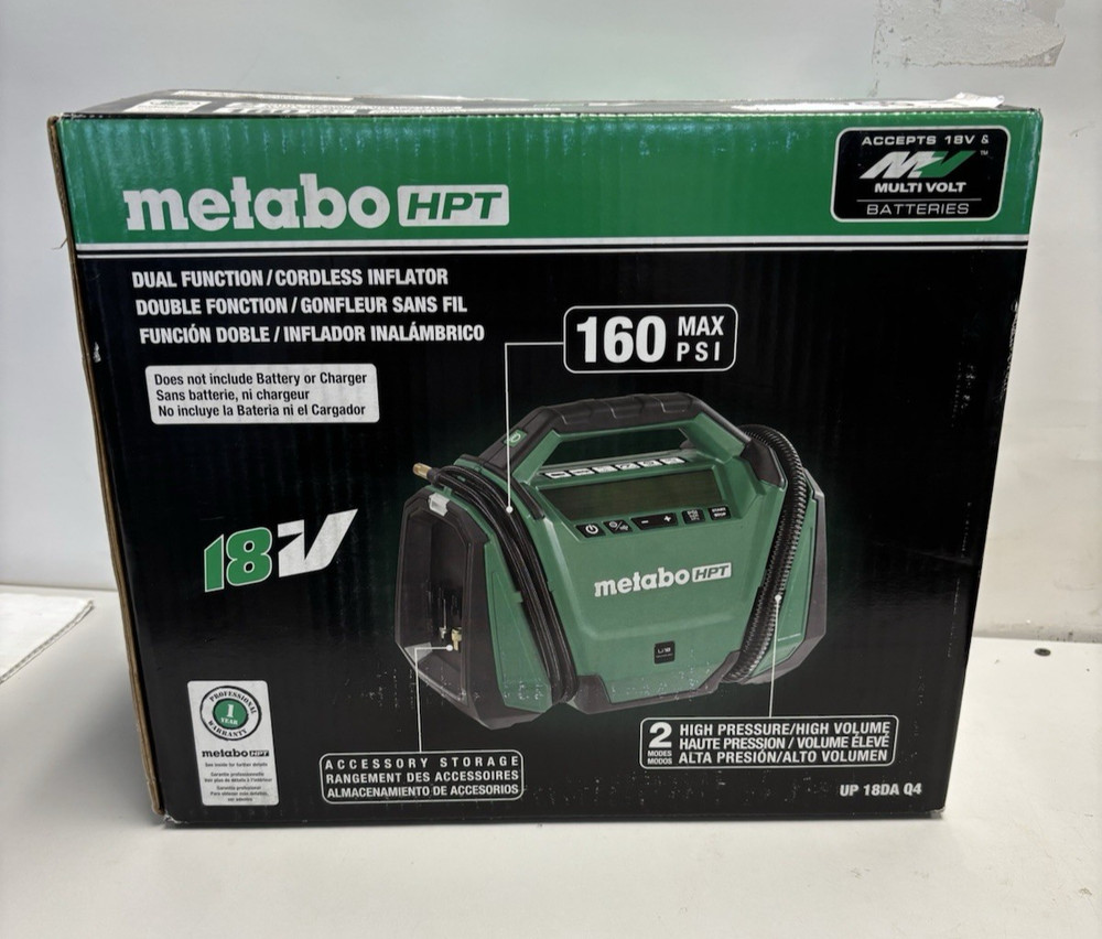 Metabo HPT UP18DAQ4M MultiVolt 18V Dual Function Li-Ion Cordless Inflator BT