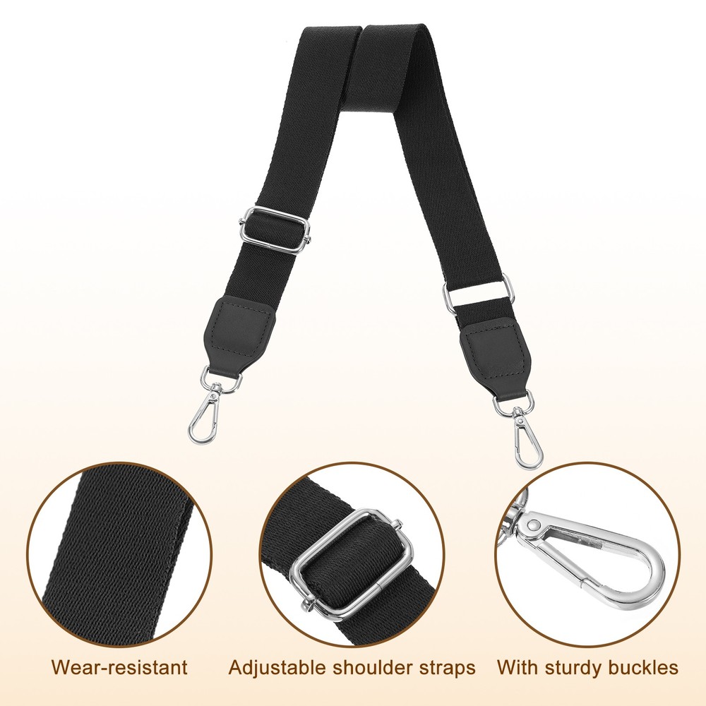 Wide Shoulder Strap, 3.8cm Adjustable Crossbody Straps, Black