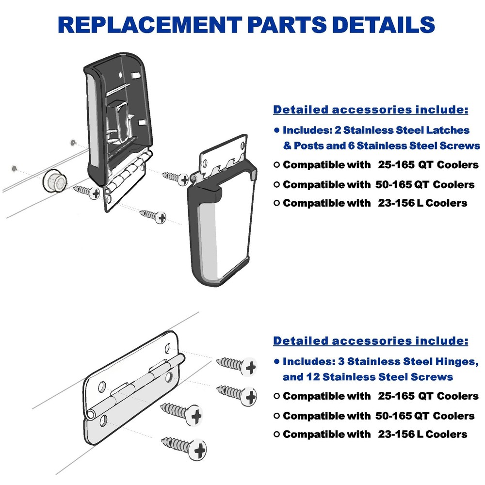 Cooler Stainless Steel Hinge & Latch Set For Igloo Cooler Replacement