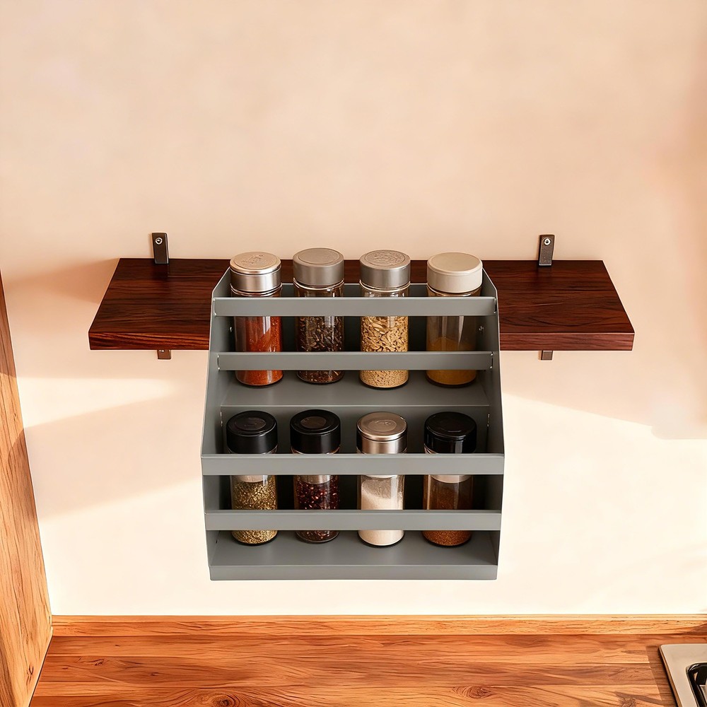 Pull Down Cabinet Organizer 2 Tier Pull-Out Cabinet Wall Shelf Spice Dishes Rack