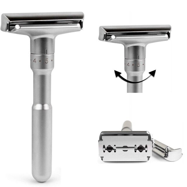 Adjustable Double Edge Shaving Safety Razor with Free Blades