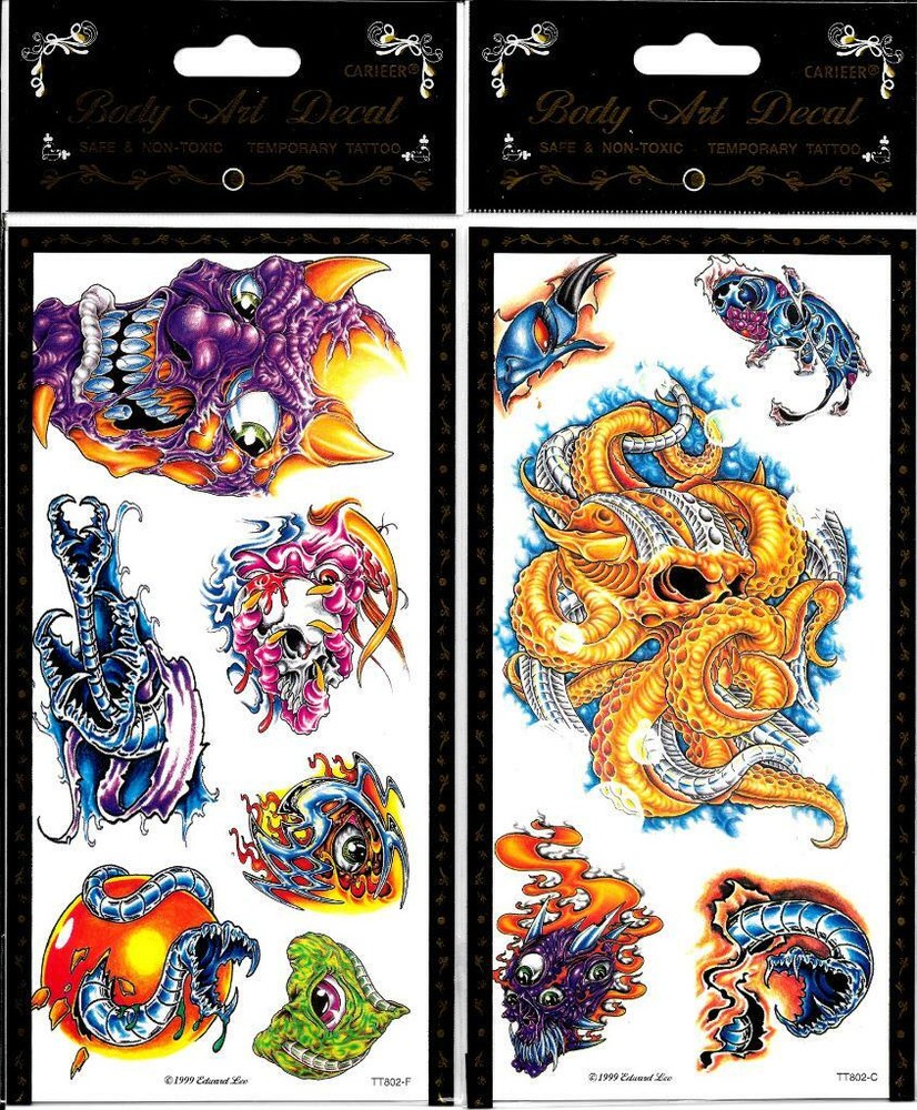 6 Sheets Body Art Skull Eyes/Faces Temporary Tattoo's