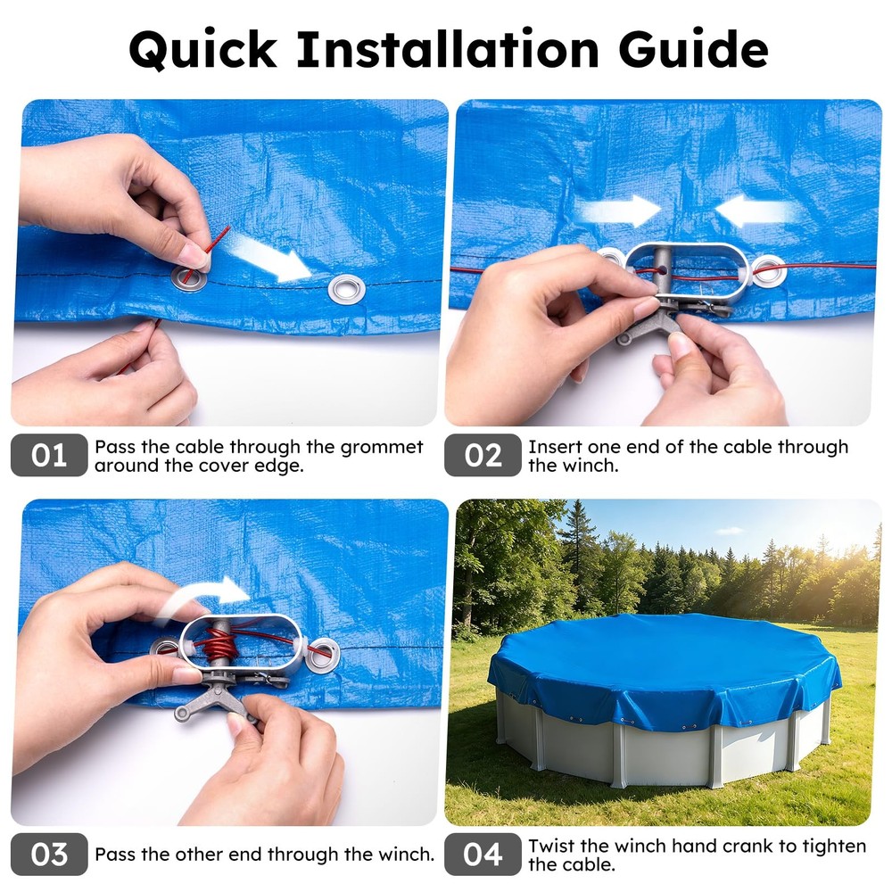 MR. COVER 15 FT Pool Covers for Above Ground Pools, 185G Extra Thick Durable ...