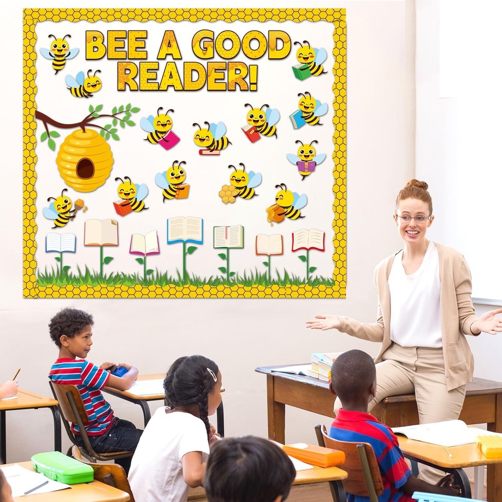 Bee Bulletin Board Decorations Bee a Good Reader Cutouts Reading Theme Bulletin