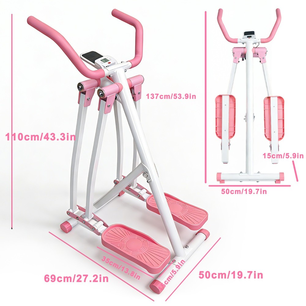 Foldable Air Walk Elliptical - Low-Impact Cardio Machine with LCD Display