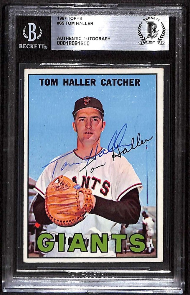 1967 Topps 65 Tom Haller  BGS Auto Autographed BAS Authentic C99747