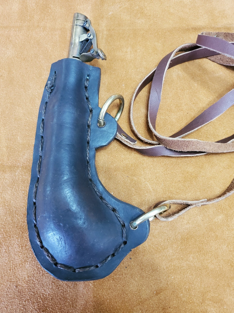 Leather Black Powder Flask with Brass Pour