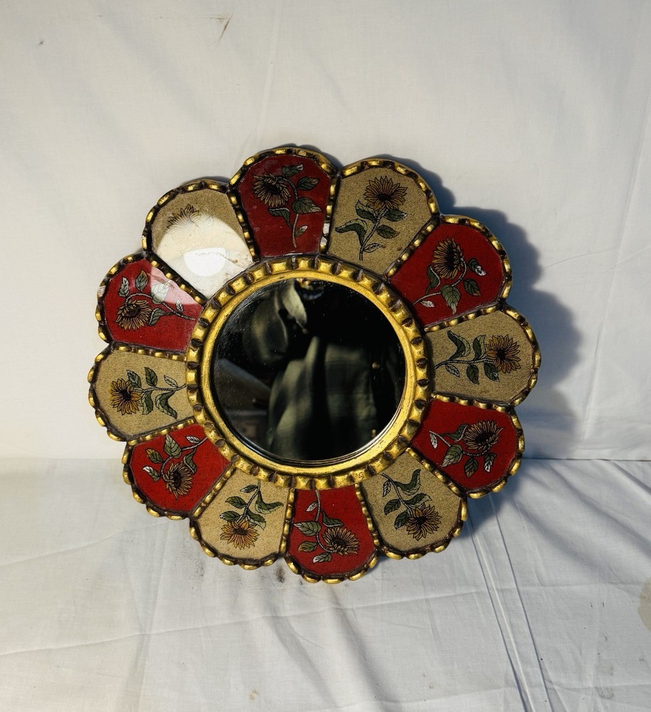 Vintage Peruvian Mirror Reverse Painted