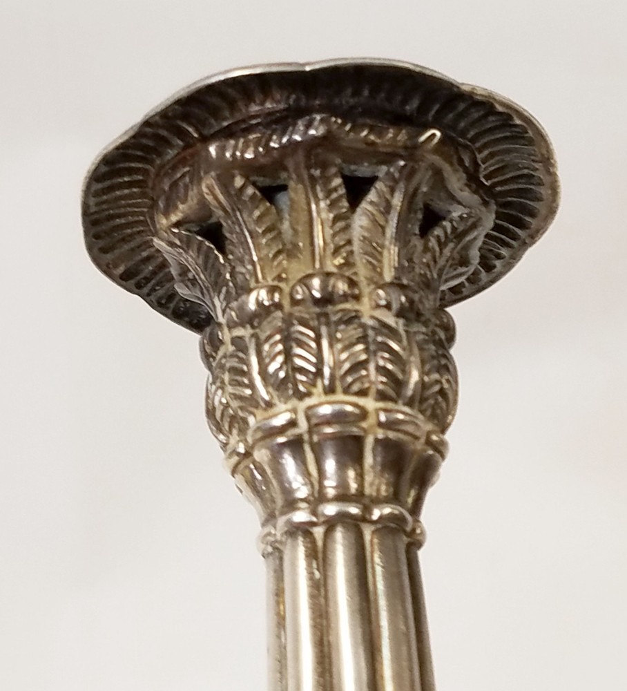 Antique Hallmarked Sterling Silver Neo-Classical Column Candlestick