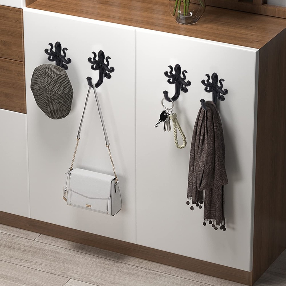 5 Pack Coat Hooks Wall Storage Hooks – Decorative Wall Mounted Hooks Rustic M...