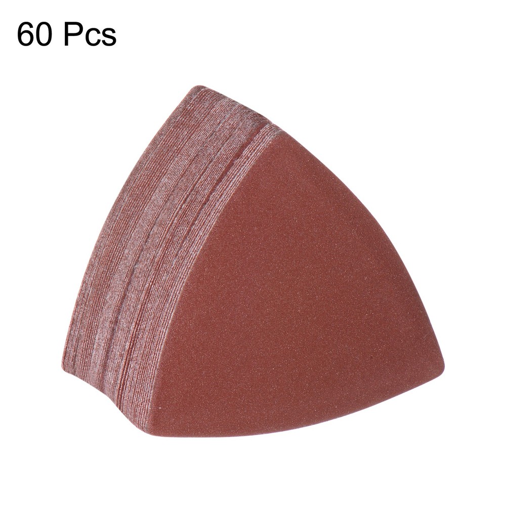 60pcs 240 Grits 80mm Aluminum Oxide Triangular Hook & Loop Sandpapers Pads