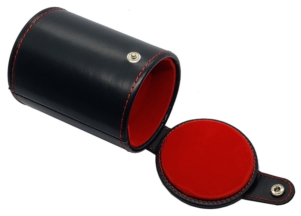 (5) Red Transparent Dice + PU Leather Dice Cup Red Felt Lined w/Compartment