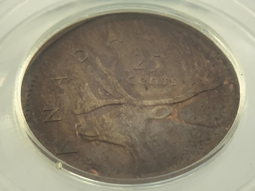 25 Cents Struck on Unknown Non Magnetic Planchet Canada Error Coin II257