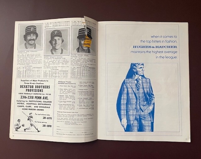 1978 PITTSBURGH PIRATES Scorebook Game Program vs Dodgers MLB Baseball Unscored