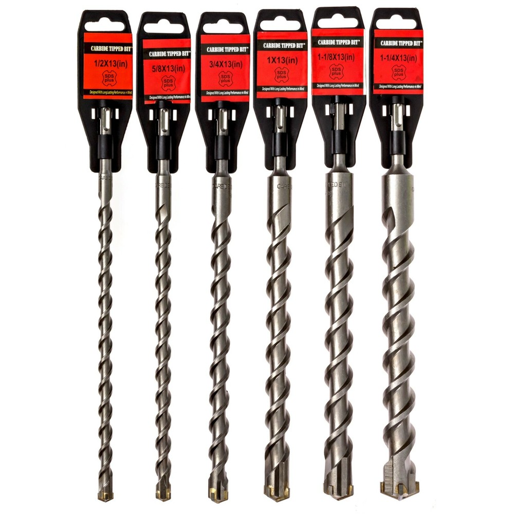 6 Piece CARBIDE TIPPED BIT, Masonry Drill Bit set, SDS Plus!!