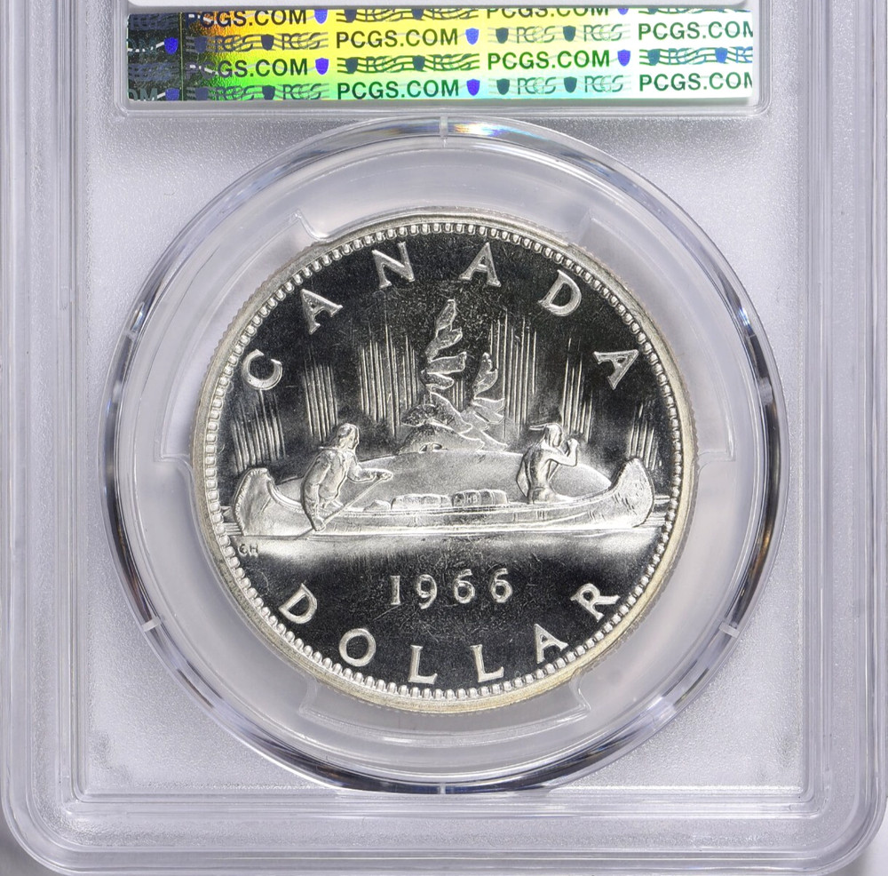 1966 Canada Silver Dollar PCGS PL65CAM Large Beads