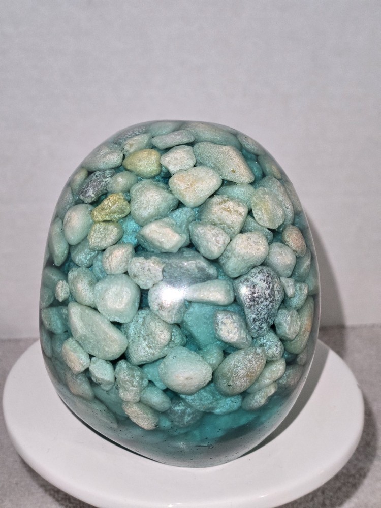 Turquoise Blue Resin Skull With Rocks