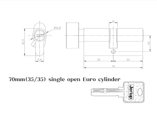 B-Group 70mm(30/10/30) KEYED Alike (Multiple cylinders Sharing one Key) Copper